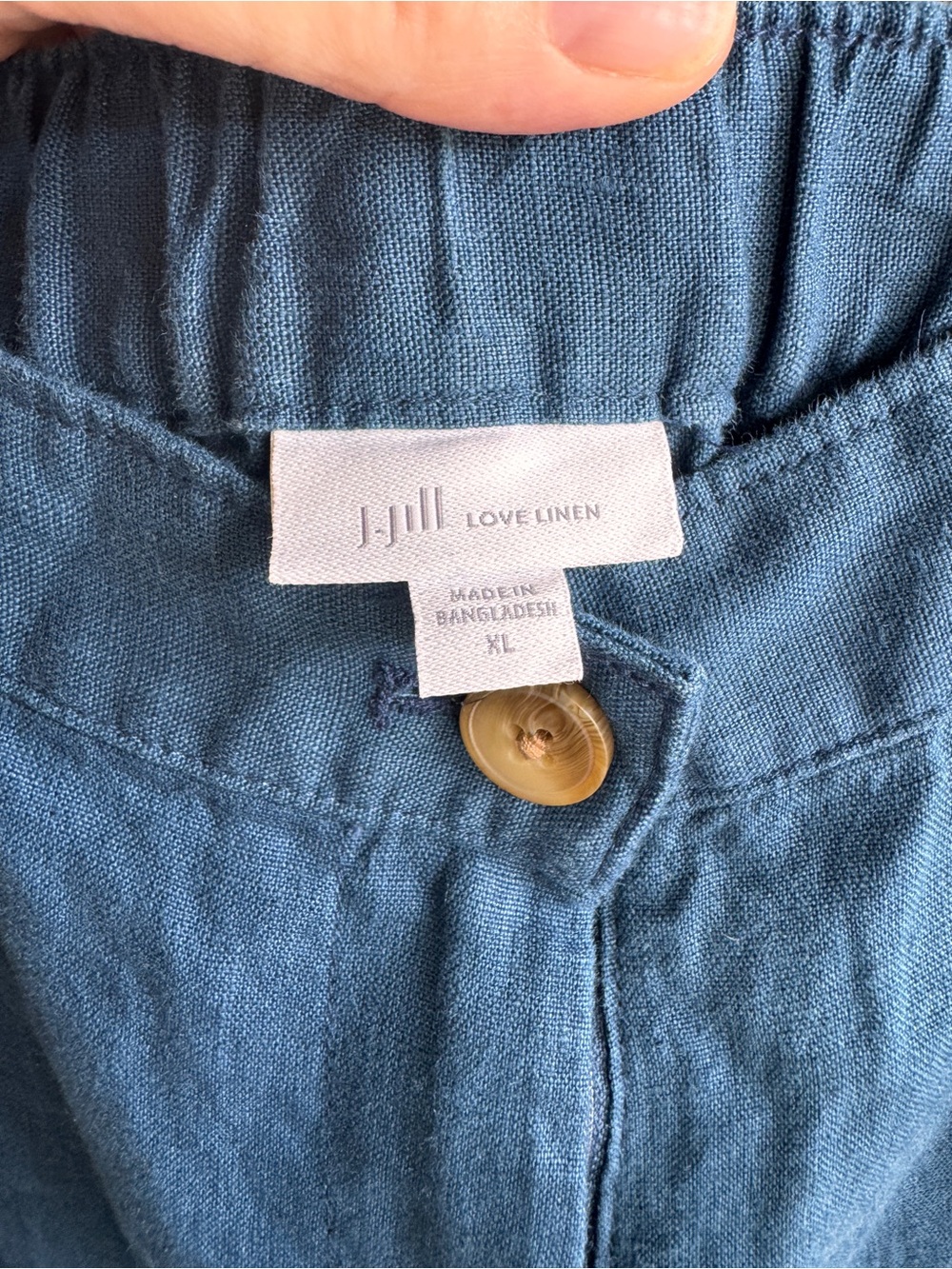 J. Jill Love Linen XL Blue 100% Linen Cropped Pants Elastic Waist - Picture 4 of 13